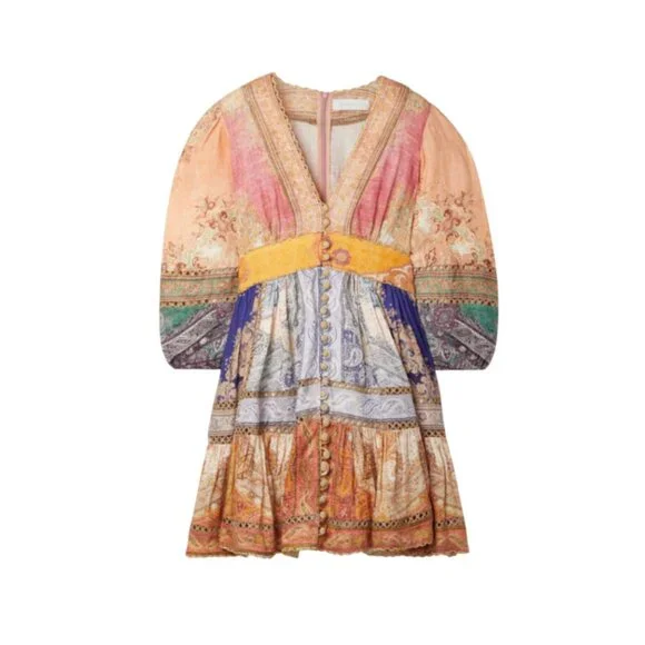 Zimmermann Pink and Blue Patterned Mini Dress - Picture 2 of 15